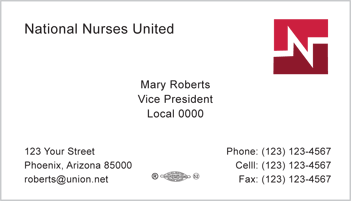 National Nurse United business card template 5