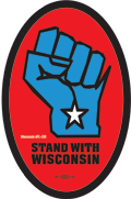 Stand With Wisconsin oval bumper sticker