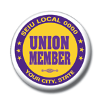 Union member button blue red